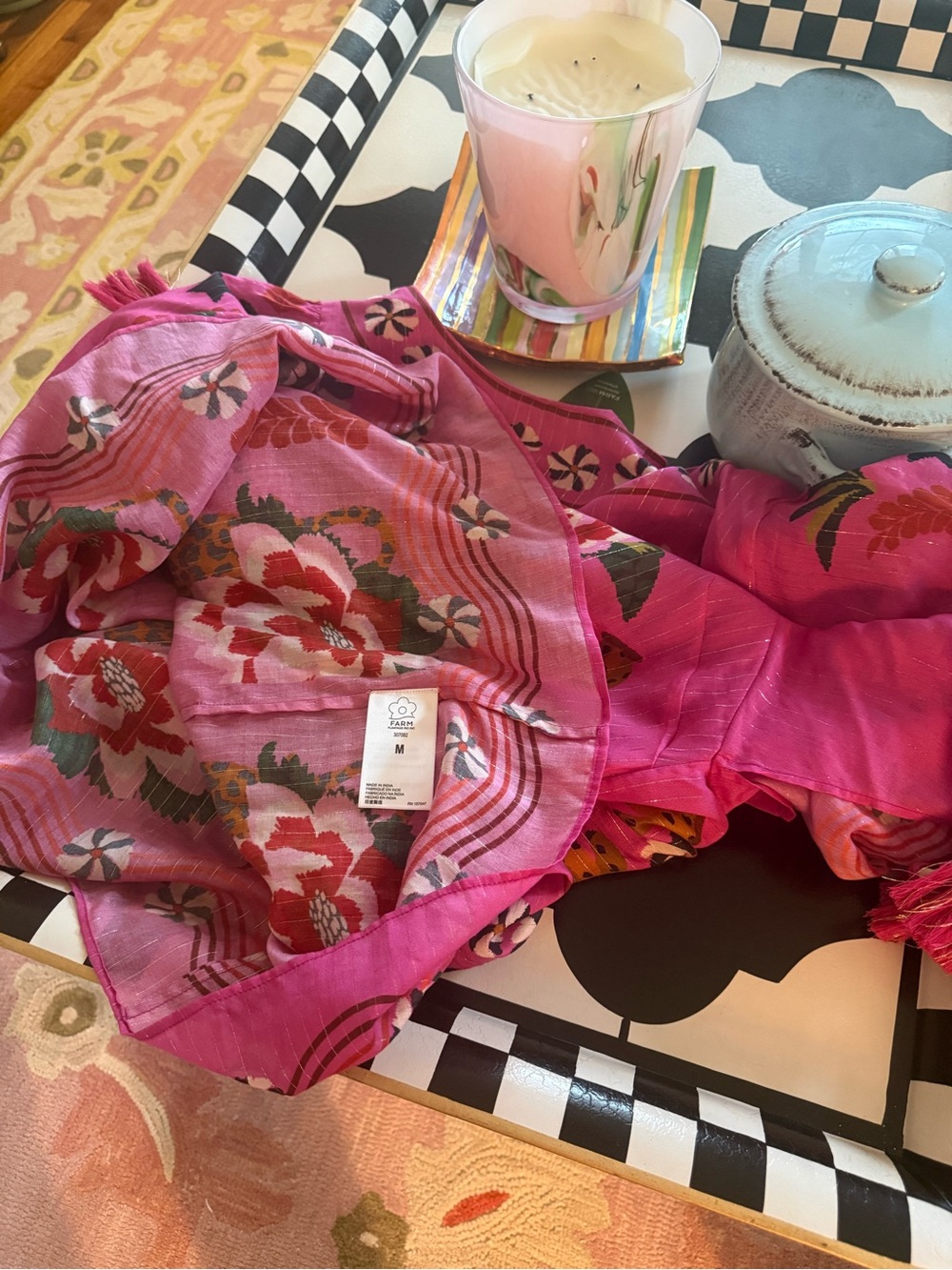 FARM Rio Hot Pink Tropical Embroidered Midi Dress - Picture 7 of 7